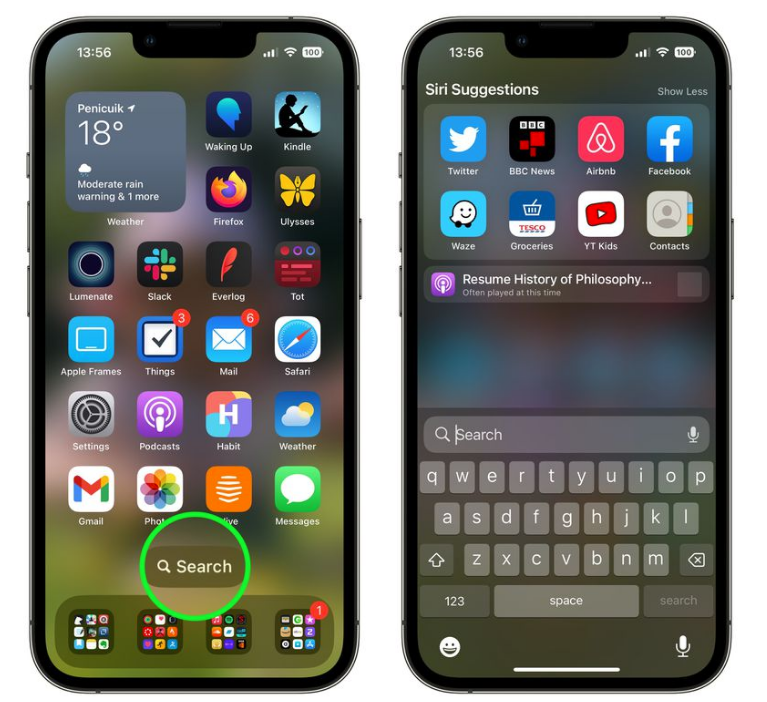 新平苹果手机维修分享升级到 iOS 16 后，如何删除主屏幕上的搜索按钮 