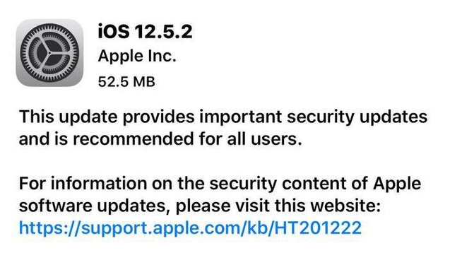 新平苹果手机维修分享iOS12.5.2发布，建议所有老苹果用户安装 